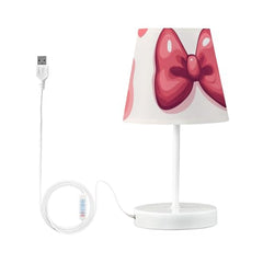 Table Lamps 3 Ways Dimmable Bow Ties with Fabric Lampshade USB Ports Wood Base LED Bulb for Bedroom and Living Room