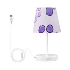Table Lamps 3 Ways Dimmable Lilac Colored Paw with Fabric Lampshade USB Ports Wood Base LED Bulb Nice for Bedroom and Living Room