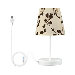 Table Lamps 3 Ways Dimmable Brown and Tan with Fabric Lampshade USB Ports Wood Base LED Bulb for Bedroom and Living Room