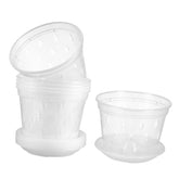 Garneck 5Sets Clear Pots with Drainage Holes Transparent Planters for Indoor and Outdoor Use Lightweight Flower Pots with Base for Healthy Plant Growth