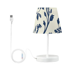 Bedside Table Lamp for Bedroom Elegant Blue Nightstand Lamp Small with Fabric Shade LED 3 Way Dimmable USB Ports for Living Room Desk