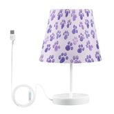 Table Lamps 3 Ways Dimmable Lilac Colored Paw with Fabric Lampshade USB Ports Wood Base LED Bulb Nice for Bedroom and Living Room
