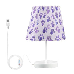 Table Lamps 3 Ways Dimmable Lilac Colored Paw with Fabric Lampshade USB Ports Wood Base LED Bulb Nice for Bedroom and Living Room