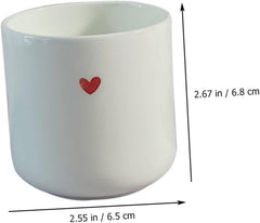 FAVOMOTO Ceramic Heart Tea Cup Porcelain Milk Storage Mug for Coffee Hot Lightweight Home and Restaurant Drinkware