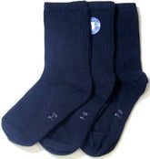 Florence Cotton Boys Crew Socks 3 Pair Casual Uniform Socks (7-8, Navy Blue)