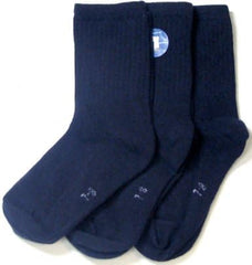 Florence Cotton Boys Crew Socks 3 Pair Casual Uniform Socks (7-8, Navy Blue)