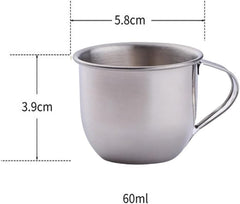 Stainless Steel Tea Cup with Handle Mini Small Capacity 60ml Drinking Cup Coffee Mugs Espresso Cups for Coffee and Tea Lovers