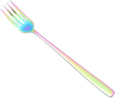 PRETYZOOM Colorful Stainless Steel Serving Forks Elegant Design for Western Cuisine Fruit and Desserts Dishwasher Safe Premium Tableware for Home and Kitchen