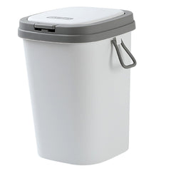 Nordic Style Press Type Trash Can with Lid Plastic Waste Bin for Bathroom Kitchen and Living Room Compact Household Garbage Container