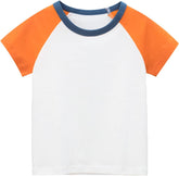 Toddler Kids Girls Boys Short Sleeve Basic Color Block T Shirt Casual Tees Shirt Tops Comfortable Summer Tops
