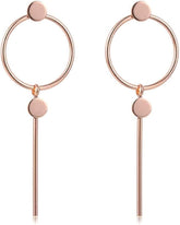 Simple Geometric Earrings Hoop Earbob Full Circle Long Bar Pendant Jewelry Gold Color Fashion Processed