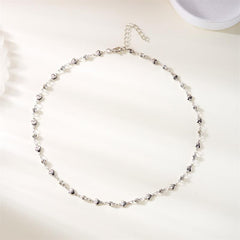 1PC Silver Heart Necklace, Sparkling Crystal Pendant Chain, Elegant Rhinestone Jewelry, Dainty Cubic Zirconia Necklaces for Women, Shimmering Evening Accessory (Silver)