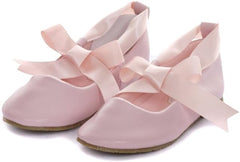 Toddler3 to Youth3 Ballet Flat Girl Shoe with Ribbon Tie in Pink Ivory White Black Gold Silver