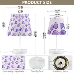 Table Lamps 3 Ways Dimmable Lilac Colored Paw with Fabric Lampshade USB Ports Wood Base LED Bulb Nice for Bedroom and Living Room