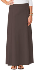 Baby'O Women's Stretch Cotton Knit Panel Maxi A-Line Skirt