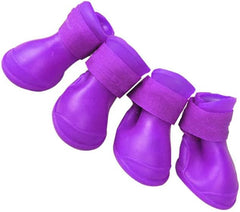 ZJchao Dog Shoes, 4 Pcs Dog Silicone Boot Skidproof Soft Dog Rain Shoes Dog Paws Booties Outdoor Footwear Dog Boots Dog Rain Boots with Thickened Non Slip Sole for Dogs Puppy (S)