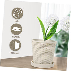 balacoo 1set Resin Planter Flower Pot with Tray Decorative Planter for Use for Garden Porch and Patio Scratch-Resistant Garden Supply