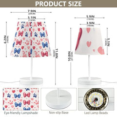 Table Lamps 3 Ways Dimmable Bow Ties with Fabric Lampshade USB Ports Wood Base LED Bulb for Bedroom and Living Room