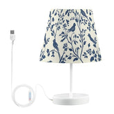 Bedside Table Lamp for Bedroom Elegant Blue Nightstand Lamp Small with Fabric Shade LED 3 Way Dimmable USB Ports for Living Room Desk