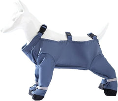 Waterproof Dog Boots Rain Boots with Suspender, Dog Shoes Paw Protector for Small Medium Puppy, Anti-Dirt Pet Legging Boots, Anti-Slip Doggy Boots Belly Protector, for Walk Hike Rain Snow (S Grey)