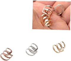 3Pcs Stainless Steel Clip Earrings Non Piercing Earring Hoop Ear Cuffs Cartilage Ear Clips Set for Men Women - Gold, Silver, Copper