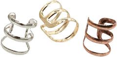 3Pcs Stainless Steel Clip Earrings Non Piercing Earring Hoop Ear Cuffs Cartilage Ear Clips Set for Men Women - Gold, Silver, Copper