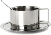 6.8oz Stainless Steel Coffee Cup Set, Coffee Mugs with Spoon and Saucer for Latte, Espresso, Cappuccino, Milk and Tea