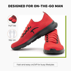 Mintra Sports CAI Wire Sneakers for Men, Laced Slip-On Shoes for Walking, Running, Casual Outings, Travel, Gym, Knitted Upper Lightweight Sneakers, Breathable & Non-Slip, Black/Acid Lime