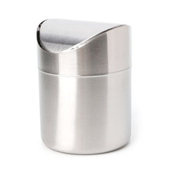 Trash Can, Stainless Steel Desk Trash Bin Countertop Waste Can with Swing Lid 1.5 L
