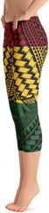 Atikapu Polynesian Tribal Design Reggae Color Capri Leggings White