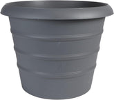 The HC Companies 12 Inch Marina Planter Lightweight Indoor Outdoor Plastic Plant Pot for Herbs and Flowers, Warm Gray