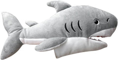 LOGOFUN Cartoon Plush Shark Hand Puppet Grey Plush Animal Shark Hand Toy Cute Plush Shark Hand Puppet for Parent Kids Interactive Supplies
