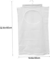 Sturdy Polyester Laundry Hamper Bag White Large Capacity Door Hanger Organizer for Dorm Bedroom Bathroom
