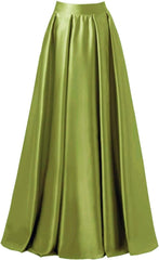 Diydress Women’s Satin Flared Swing Maxi Skirt Long Floor Length High Waist Fomal Prom Party Skirts with Pockets