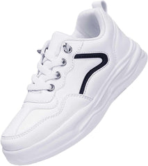 Unisex Boys Girls Shoes Antiskid Flat Tennis Sneakers Little Child Outdoor Lace up Casual White Running Shoes