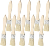 10 Pcs 1 Inch Natural Bristle Chip Paint Brushes Wood Stain Paint Brush Set Long Wooden Handle Paint Brushes Woodwork Watercolor Painting Brushes Flat Tip Paintbrushes for Wall Home Decoration