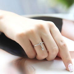 Women Fashion Small Water Droplets Adjustable Open Rings Silver.