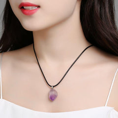 Female Necklace Vintage Adjustable Geometry Clavicle Chain Amethyst Women Jewelry Gift Men Korean Style(purple)