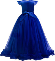 MYRISAM Girl's Embroidery Tulle Lace Maxi Flower Girl Wedding Dress Birthday Pageant Communion Dance Party Tulle Gown