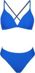 CUPSHE Bikini Set for Women Two Piece Swimsuits V Neck Low Rise Crisscross Back Self Tie Spaghetti Straps