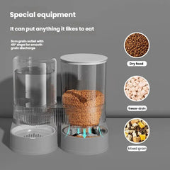Gravity Cat Dog Feeder and Water Dispenser, 2 in 1 Automatic Cat Feeder with 360 Degree Rotatable, 2 Pack Large Capacity Self Feeding for Small Medium Dog Puppy Kitten