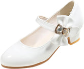 Children Girl Mary Jane Flats Indoor Party Dance Sandals Bowknot Princess Dress Mary Janes PU Leather Heeled Moccasins