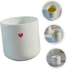 FAVOMOTO Ceramic Heart Tea Cup Porcelain Milk Storage Mug for Coffee Hot Lightweight Home and Restaurant Drinkware