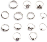 15Pcs Vintage Ring Set Punk Stacking Rings Knuckle Midi Ring Set Gift For Women Silver