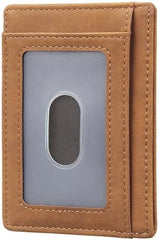 Generic Minimalist Leather Slim Wallet for Men Wallet - Super Soft., Brown