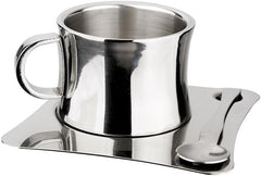 Stainless Steel Coffee Mug with Saucer Teacup Set, Tea Cup,5oz,150ml