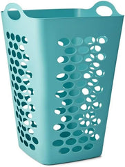 Flexible Square Laundry Hamper - Teal Collapsible Fabric Clothes Bin with Handles, Space-Saving Foldable Design for Bedroom, Dorm or Bathroom