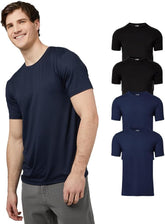 32 Degrees Mens 4 Pack Cool Crewneck T-Shirt | Anti-Odor | Quick Drying | 4-Way Stretch