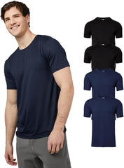 32 Degrees Mens 4 Pack Cool Crewneck T-Shirt | Anti-Odor | Quick Drying | 4-Way Stretch