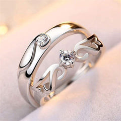 1 Pair Silver Color Open Rings Women Men Couple Rings Cheap Jewelry for Lovers